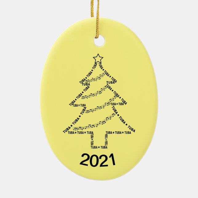 Tuba Text Weihnachtsbaum Keramik Ornament (Hinten)