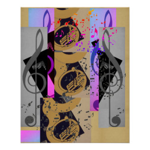 Tuba und Musiknoten Poster