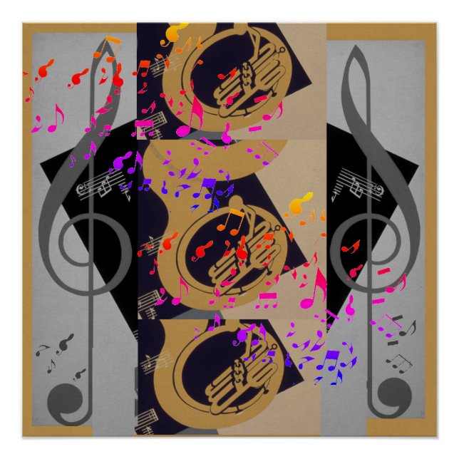 Tuba und Musiknoten Poster (Vorderseite)