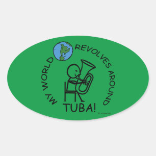 Tuba - Weltumdrehungen um Oval-Sticker Ovaler Aufkleber