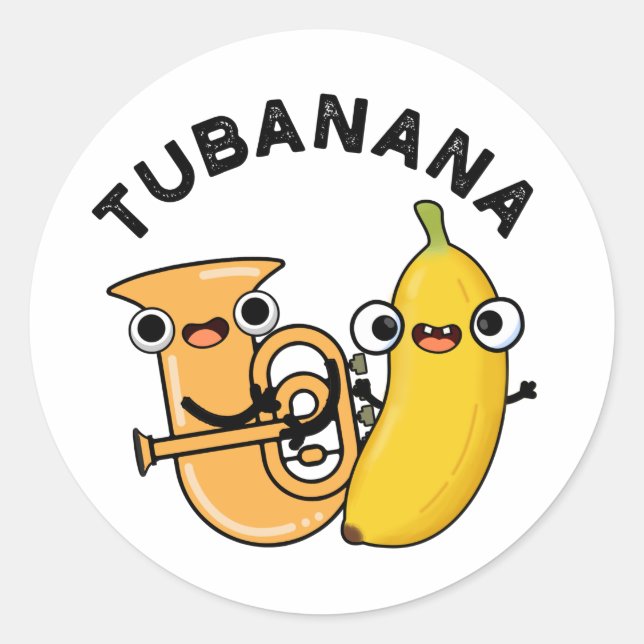 Tubanana Funny Tuba Banana Pun Runder Aufkleber (Vorderseite)