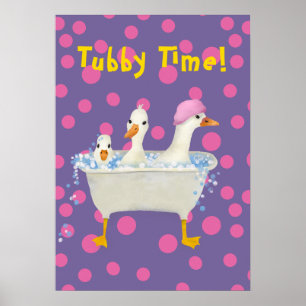 Tubby Time Drei Enten in der Badewanne Aquarell  Poster