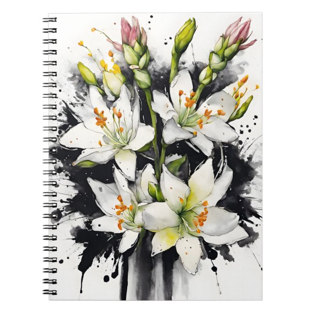 Tuberose - Aquarellblumen Notizblock (Vorderseite)
