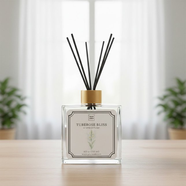 Tuberose Floral Aroma Diffuser Label Quadratischer Aufkleber (Von Creator hochgeladen)
