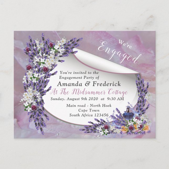 Tuberose & Lavender Blooms Einladungspostkarte (Vorderseite)