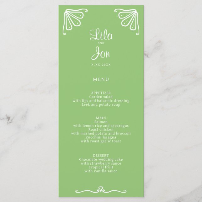 Tuberose Personalisiert Wedding Menu Menükarte (Vorderseite)
