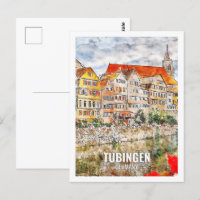 Tubingen Deutschland Berühmter Platz Wasserfarben