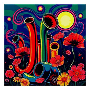 Tubular Floral 2 Poster