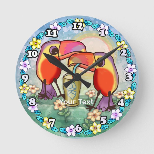 Tucans Tee Runde Wanduhr (Vorderseite)