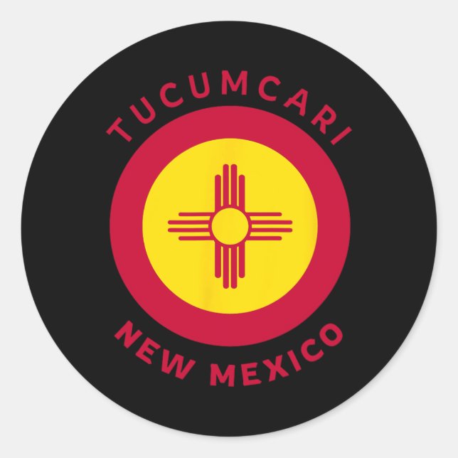 Tucari New Mexico Nm Flag Zia Souvenir  Runder Aufkleber (Vorderseite)