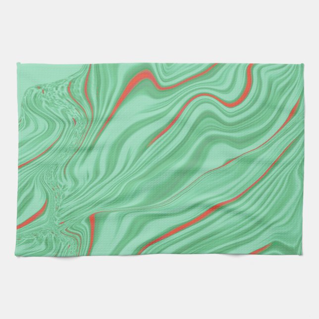 Tuch in Kurven mit hellgrün geprägten Farben (Horizontal)