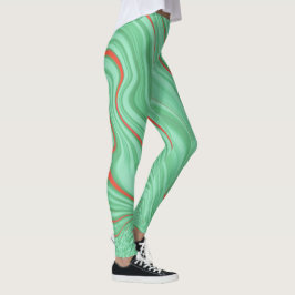Tuch in Kurven mit hellgrün geprägten Farben Leggings