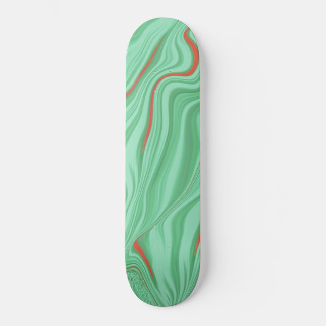 Tuch in Kurven mit hellgrün geprägten Farben Skateboard (Vorderseite)