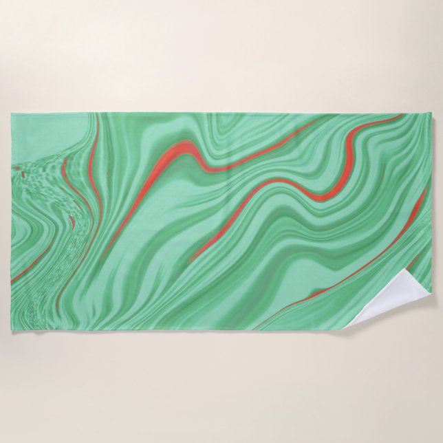Tuch in Kurven mit hellgrün geprägten Farben Strandtuch (Vorderseite)