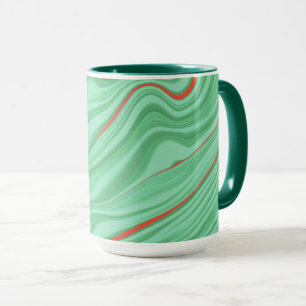 Tuch in Kurven mit hellgrün geprägten Farben Tasse