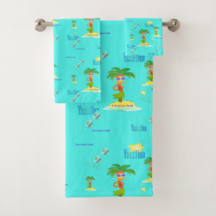 Tuch-Set Hula Palme (Ferienmuster) Badhandtuch Set