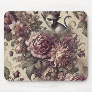 Tückische Pflaumenblüten – Gotisches florales Desi Mousepad