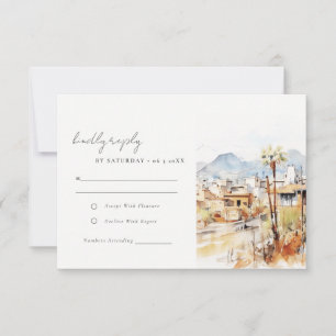 Tucson Arizona Aquarell-Landschaft-Hochzeit RSVP Karte