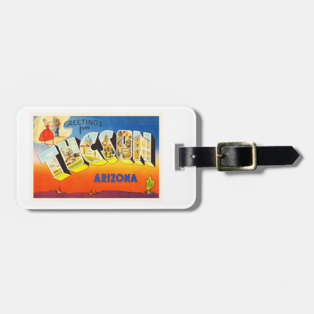 Tucson Arizona AZ Alte Jahrgangsreise Souvenir Gepäckanhänger (Vorderseite horizontal)