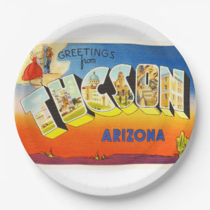 Tucson Arizona AZ Alte Jahrgangsreise Souvenir Pappteller