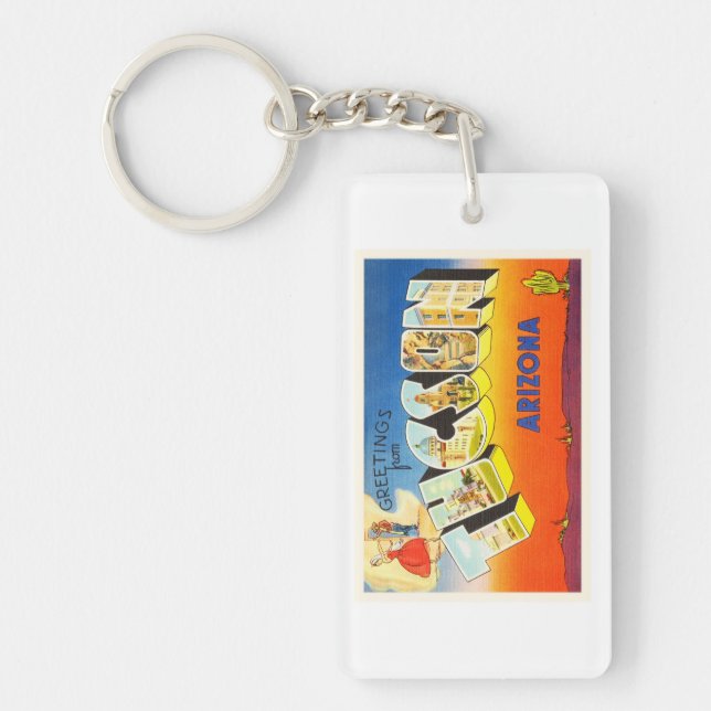 Tucson Arizona AZ Alte Jahrgangsreise Souvenir Schlüsselanhänger (Vorderseite)