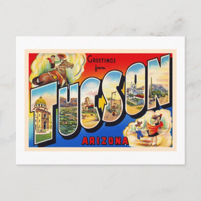 Tucson Arizona AZ Vintager Großbuchstabe Postkarte (Vorderseite)