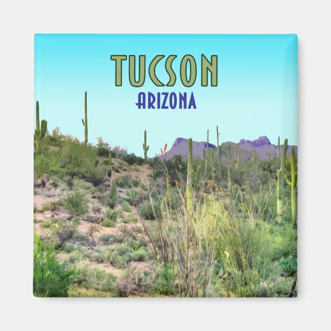 Tucson Arizona Cactus and Mountain Vintag Magnet (Vorne)