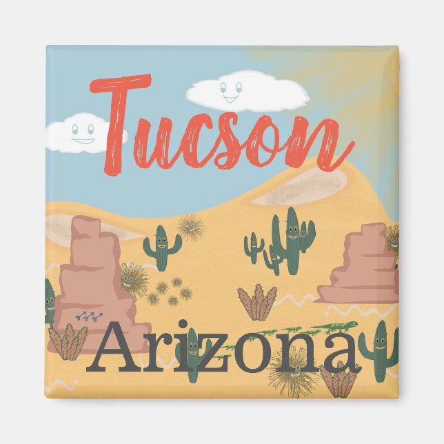 Tucson Arizona Desert Illustration Magnet (Vorne)