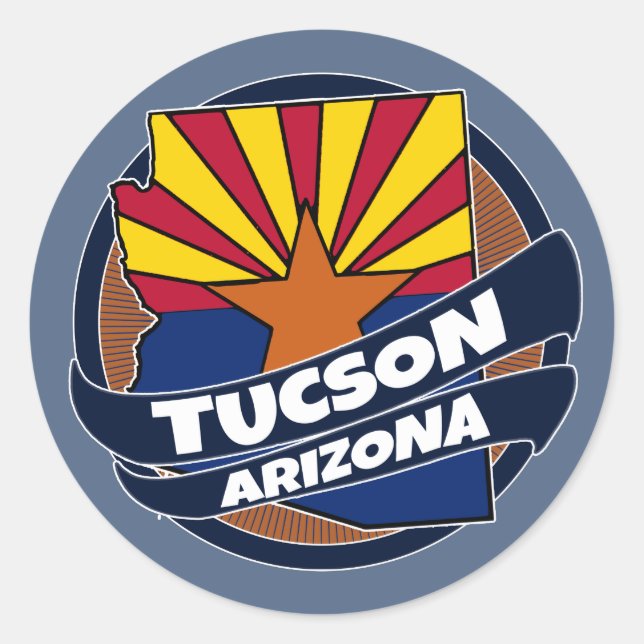 Tucson Arizona-Fahne platt rund Aufkleber (Vorderseite)