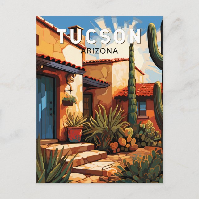 Tucson Arizona Kunstvoll wandern Vintag Postkarte (Vorderseite)