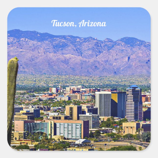 Tucson, Arizona landschaftliche Aussicht Quadratischer Aufkleber (Vorderseite)