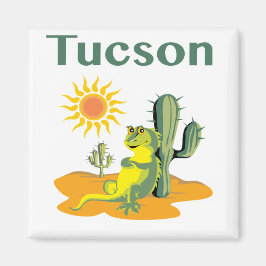 Tucson Arizona Lizard under Saguaro Magnet