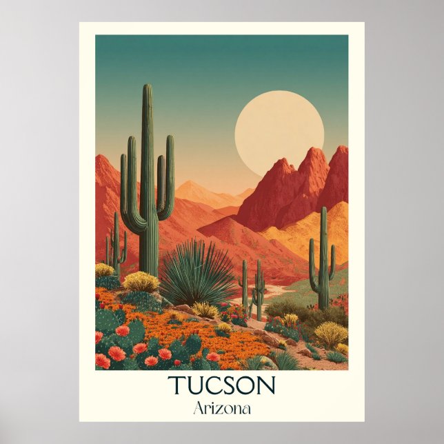 Tucson Arizona Retro Travel Poster | Vintager Stil (Vorne)