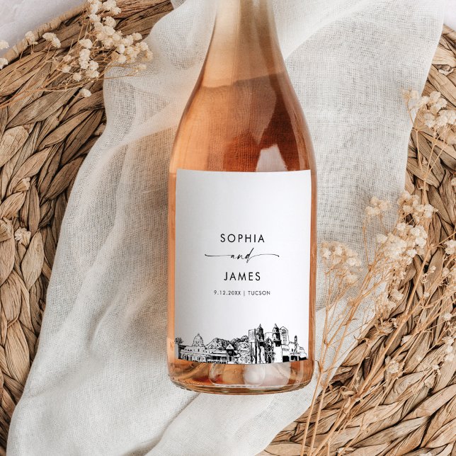 Tucson Arizona Skyline Weinetikett (Von Creator hochgeladen)