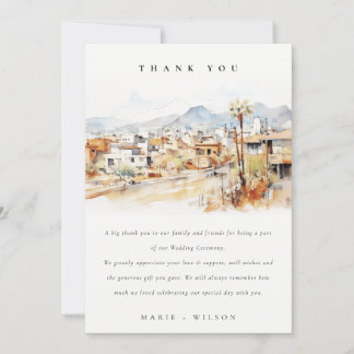 Tucson, Arizona Watercolor Landscape Wedding Dankeskarte