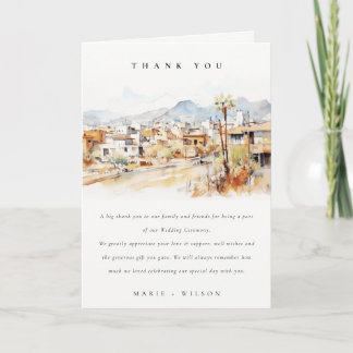 Tucson, Arizona Watercolor Landscape Wedding Dankeskarte