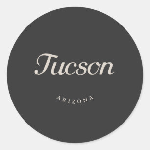 Tucson Arizona Weißer Schriftart Runder Aufkleber
