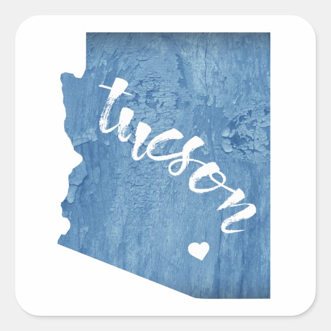 Tucson Arizona Wood Grain Quadratischer Aufkleber (Vorderseite)