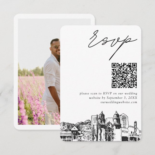 Tucson Wedding Modern UAWG QR Code Small Begleitkarte (Vorne/Hinten)