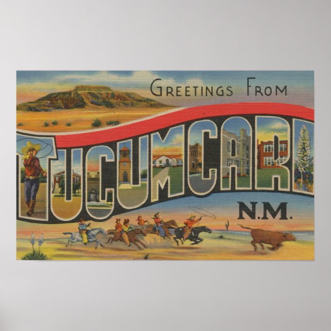 Tucumcari, New Mexico - Große Briefmarkenszenen Poster (Vorne)