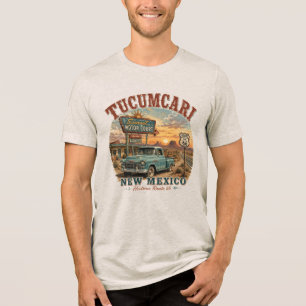 Tucumcari New Mexico Historic Route 66 Sonnenunter Tri-Blend Shirt