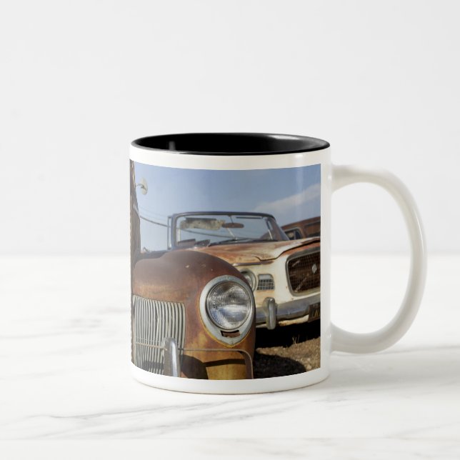 Tucumcari, New Mexiko, Vereinigte Staaten. Weg 66. Zweifarbige Tasse (Rechts)