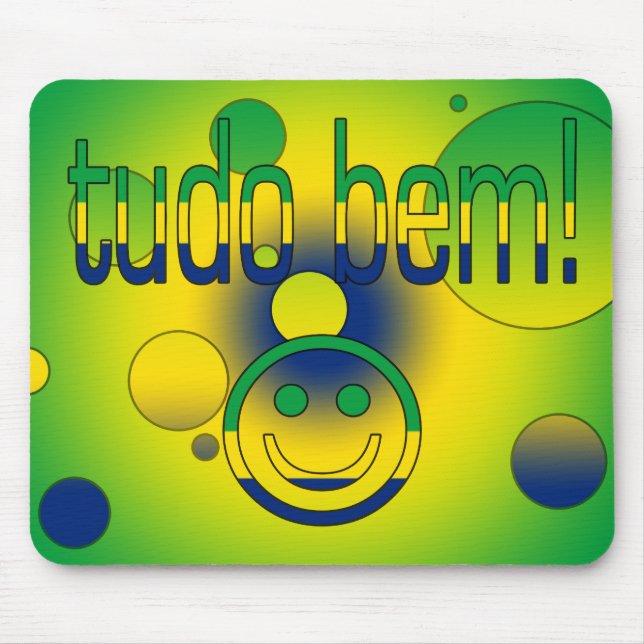 Tudo Bem! Brasilien-Flagge färbt Pop-Kunst Mousepad (Vorne)