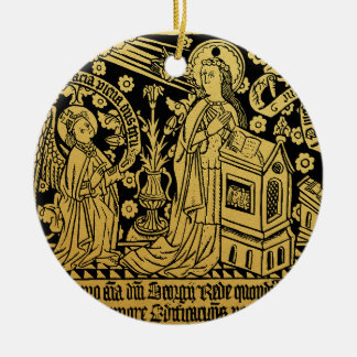 Tudor Brass Rubbing Annunciation Mary Angel Keramik Ornament