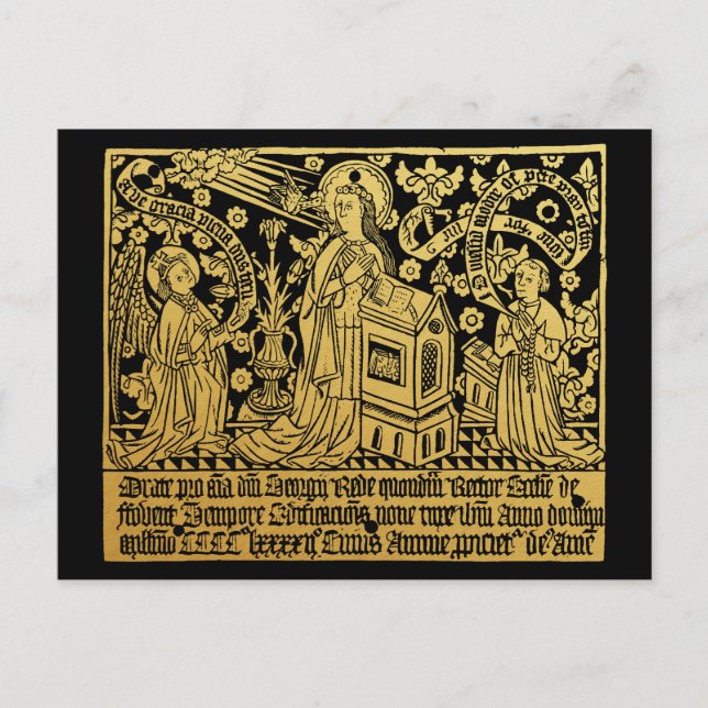 Tudor Brass Rubbing Annunciation Mary Angel Postkarte (Vorderseite)