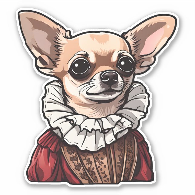 Tudor Chihuahua Aufkleber (Vorderseite)