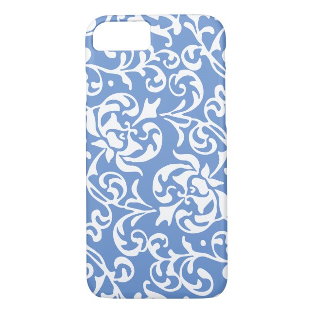 Tudor Damask Blau und Weiß der Renaissance Case-Mate iPhone Hülle (Rückseite)