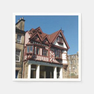 Tudor Eichen-Rahmen-Gebäude, Edinburgh, Schottlan Serviette