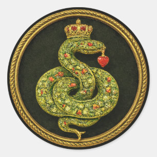 Tudor-Elizabethanisches Schlangendesign mit Rubine Runder Aufkleber