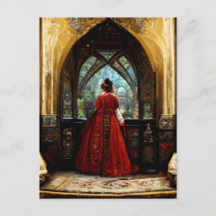 Tudor-Frau in Krimsonenbraun Postkarte